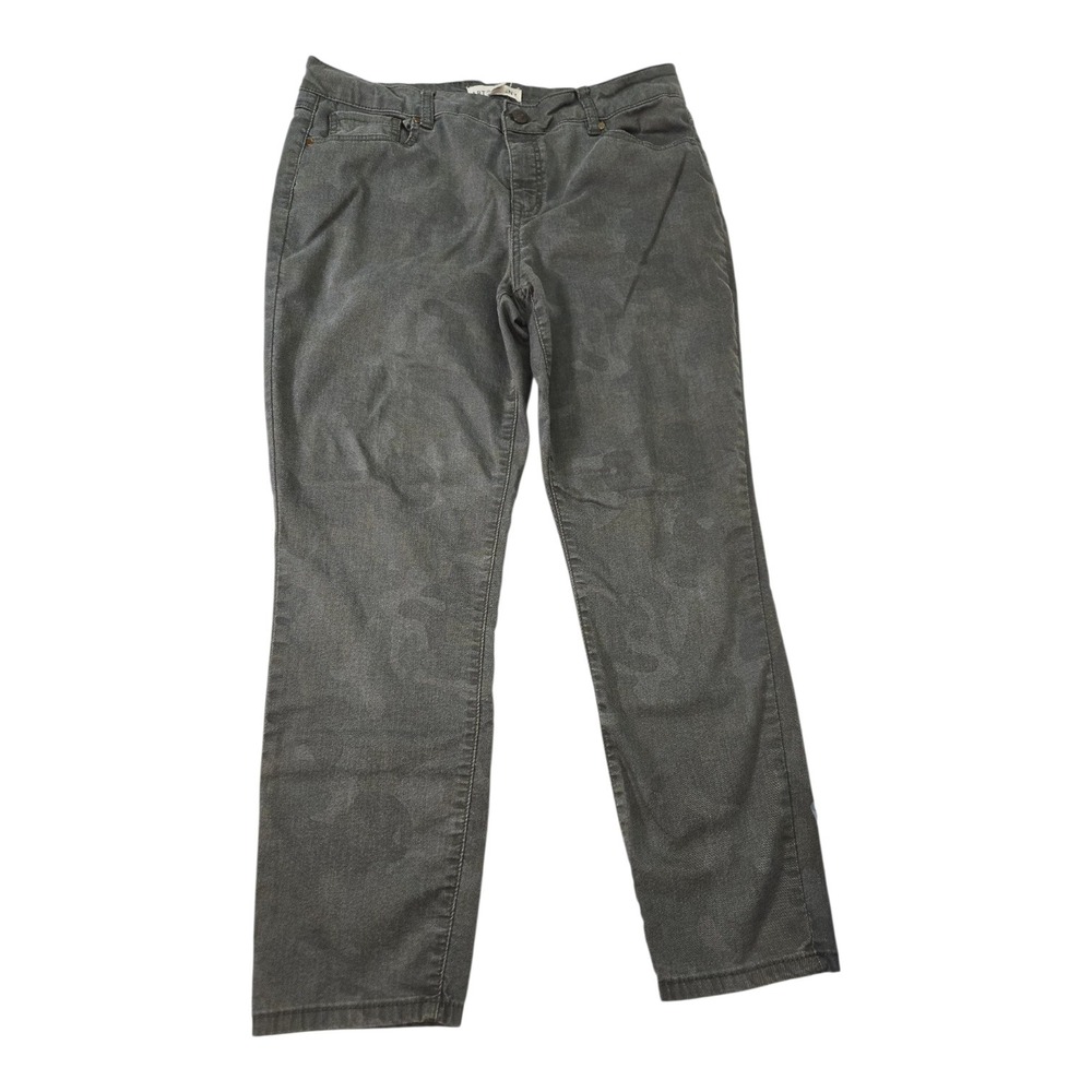 Artisan NY Women Gray/Green Camo Wash Straight Leg Jeans Size 12 stretch